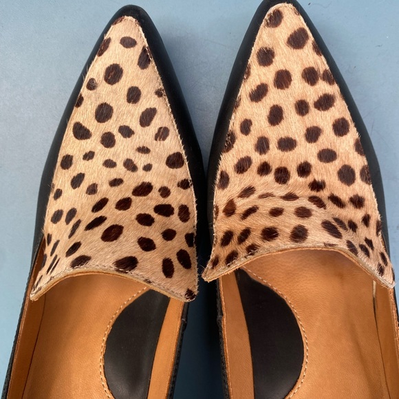 John Fluevog Big Presence Davis Leopard Black Textured Loafer Heel - US Size 7 - Picture 8 of 11